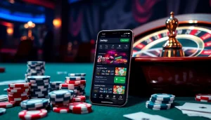 Trải nghiệm sự hồi hộp của cá cược với ứng dụng BetVIP giữa các chip casino và những lá bài.