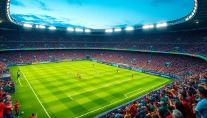 مشهد مثير لمباراة كرة قدم يضم لاعبين ومشجعين متحمسين، يعرض بث كوورة لايف المباشر.