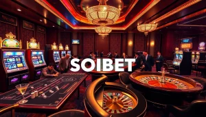 Experience the excitement of SOIBET at a luxurious casino table with eager players engaged in thrilling gameplay.