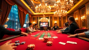 Experience luxury gambling with MM88 COM on an elegant poker table filled with vibrant chips and cards.