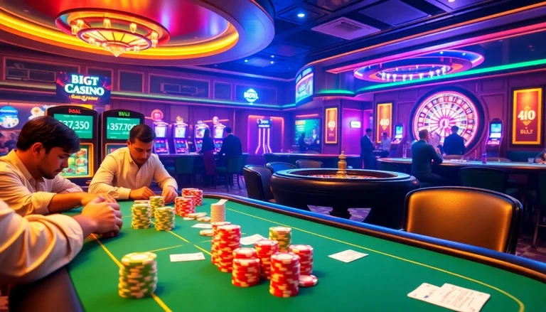 Engaging BDJL online casino scene featuring a vibrant poker table and excited players.