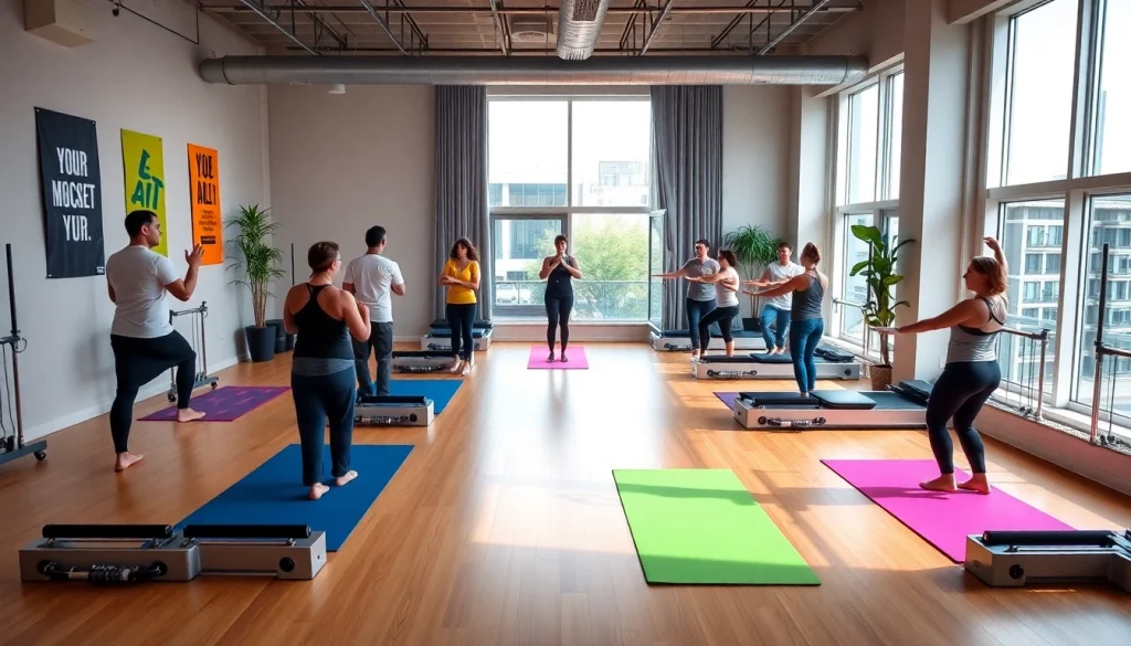 台東区のピラティス教室の様子。多様な参加者が歓迎されるスタジオで取り組む場面。