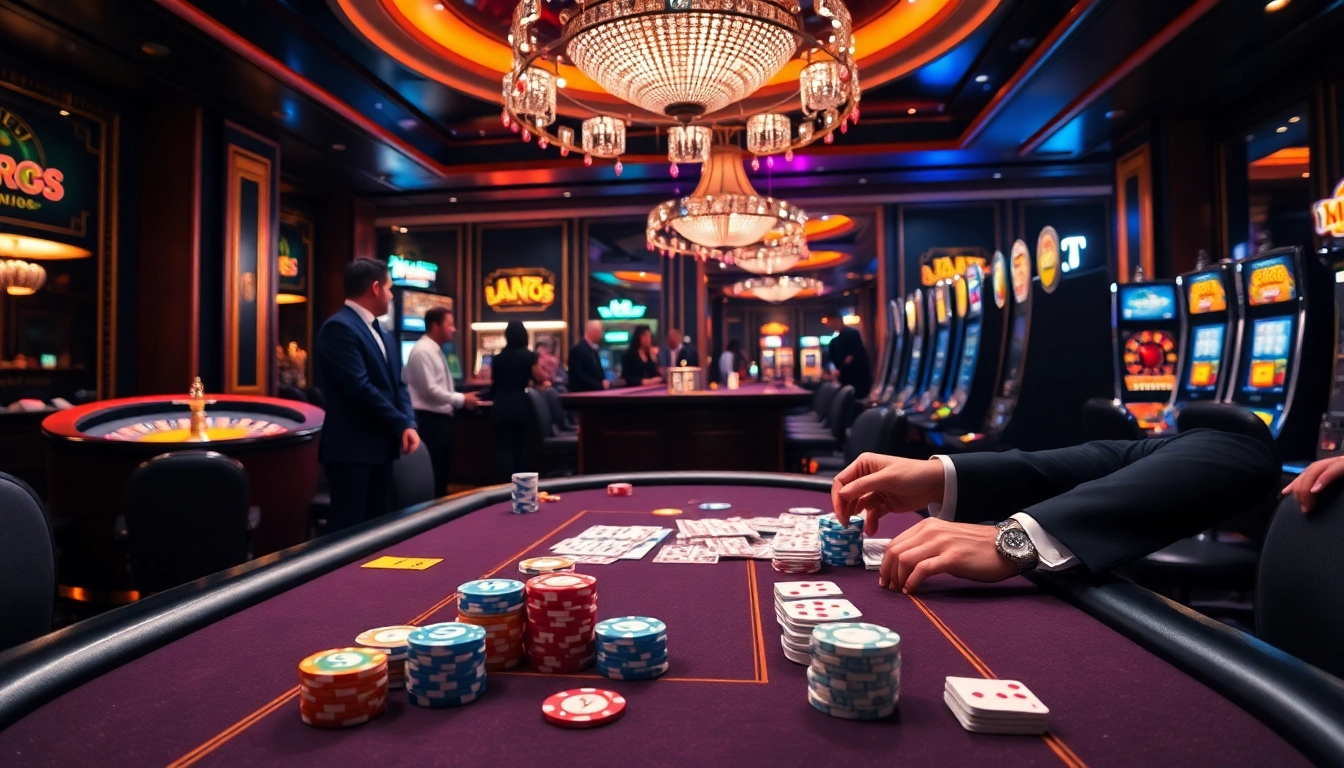 High-stakes poker action at a luxurious casino featuring XX 88 ambiance with chips and cards