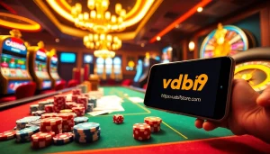 Engaging scene of online gambling at https://vuabai9.store/ with poker chips and a smartphone showing bets.
