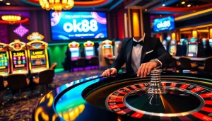 Experience the excitement of ok88 with thrilling bets at a vibrant roulette table.