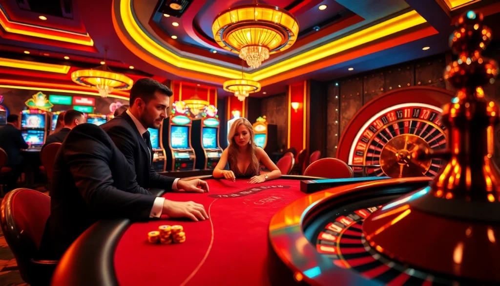 Exciting gameplay at iwin club poker table with vibrant chips and sophisticated casino atmosphere.