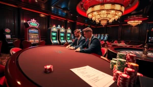 Engage in thrilling gameplay with 89bet39 at a luxurious casino table, surrounded by vibrant poker chips.
