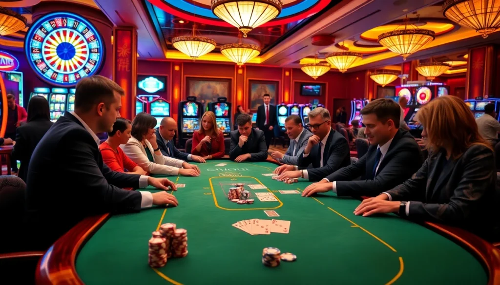 Sbobet players engaged in high-stakes poker as they celebrate a win at the casino.
