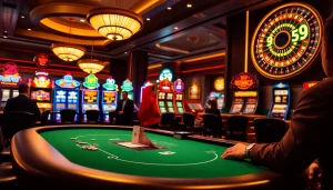 Players engaging in a thrilling poker game at a luxurious casino featuring k9k9 chip designs.