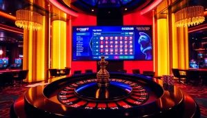 Experience the excitement of gambling at GG88 with vibrant casino elements and a roulette wheel.