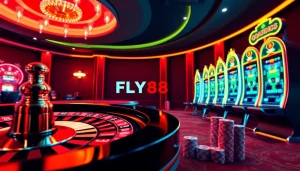 Engaging scene showcasing the FLY88 Link with casino elements for exciting gambling experiences.