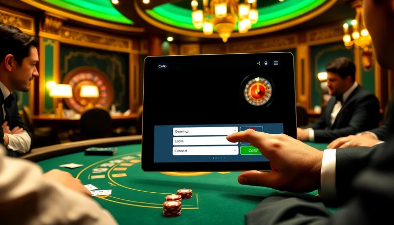 Engaging casino scene featuring players logging in to online games for a thrilling gambling experience.