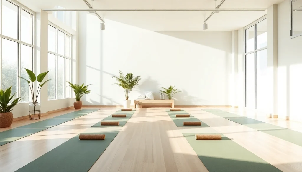 現代的なスタジオでヨガマットと自然光が差すホットヨガのおすすめシーン