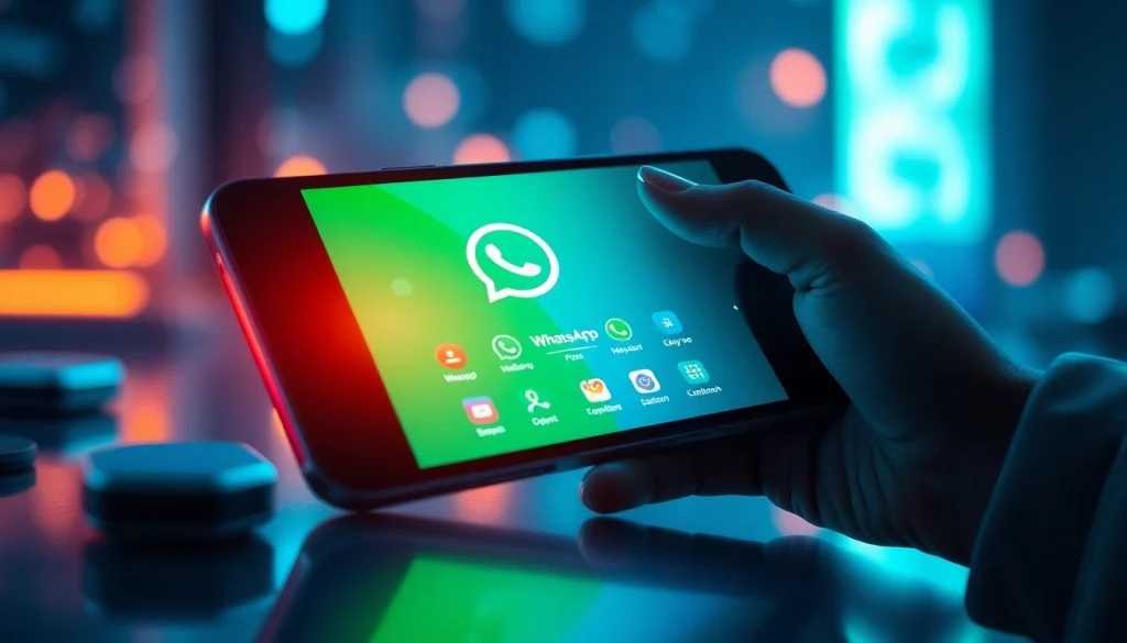 GB WhatsApp APK displayed on a modern smartphone, highlighting its innovative features and vibrant design.