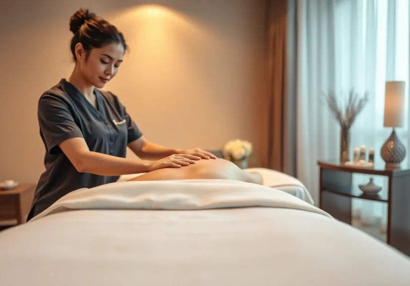 Experience a calming 출장마사지 from a skilled therapist in a luxurious hotel setting.