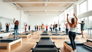 マシンピラティス おすすめ - 最新のピラティススタジオと多様な参加者がエクササイズを行う様子