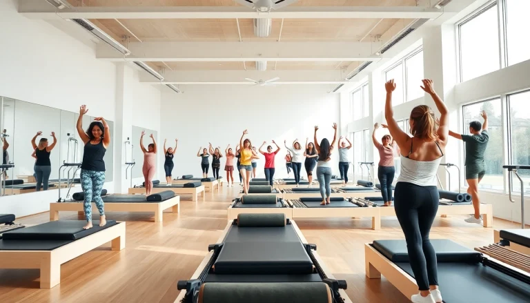 マシンピラティス おすすめ - 最新のピラティススタジオと多様な参加者がエクササイズを行う様子