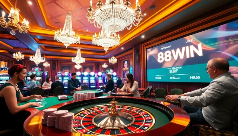 Experience thrilling gameplay at 98WIN with vibrant casino tables and excited players.