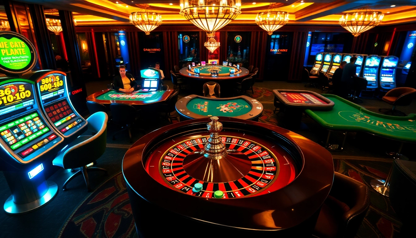 Experience the thrill of winning at QQ88COM with vibrant casino scenes depicting roulette, poker, and lively gamblers.
