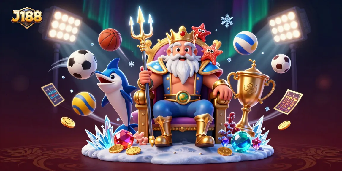 Experience the thrilling action of J188 with a dynamic scene featuring Neptune and sports elements.