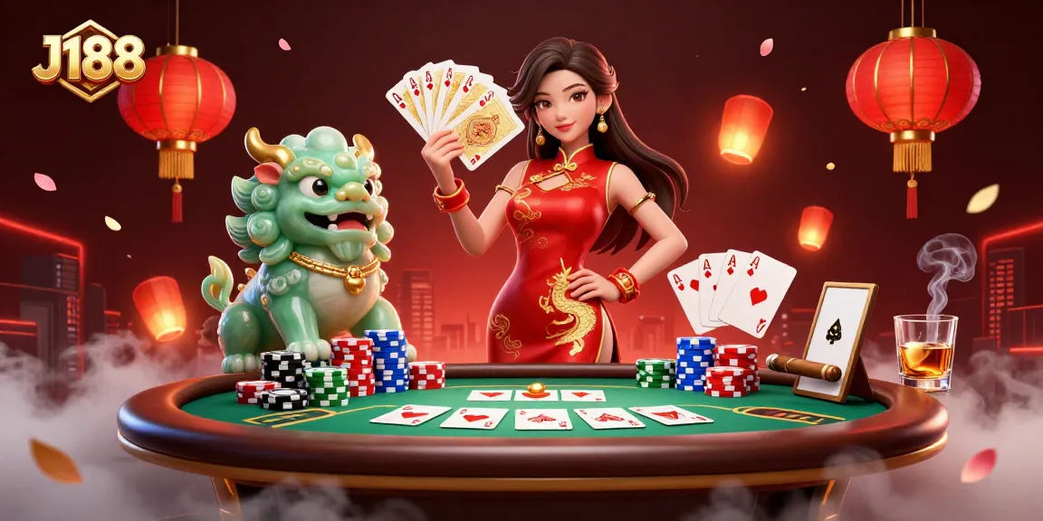 Experience thrilling gameplay at J188 with a vibrant 3D casino scene featuring elegant characters and rich game elements.