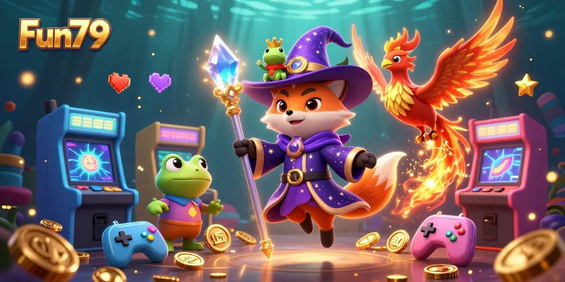 Engage with Fun79's vibrant casino adventures, featuring a wizard fox and phoenix in action!