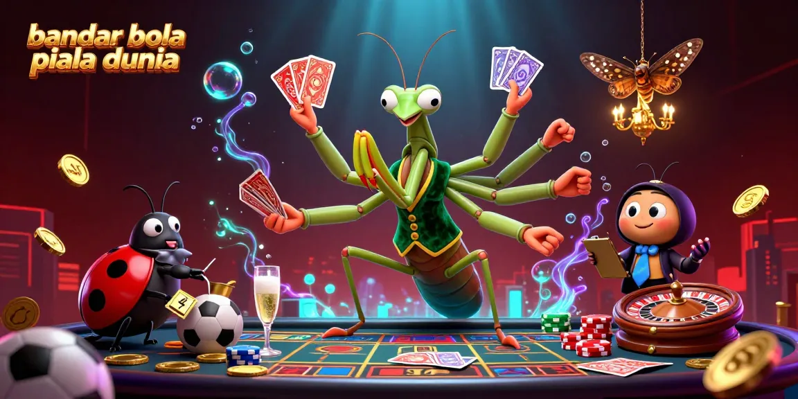 Experience the thrill of bandar bola piala dunia with a lively scene featuring vibrant characters and dynamic casino elements.