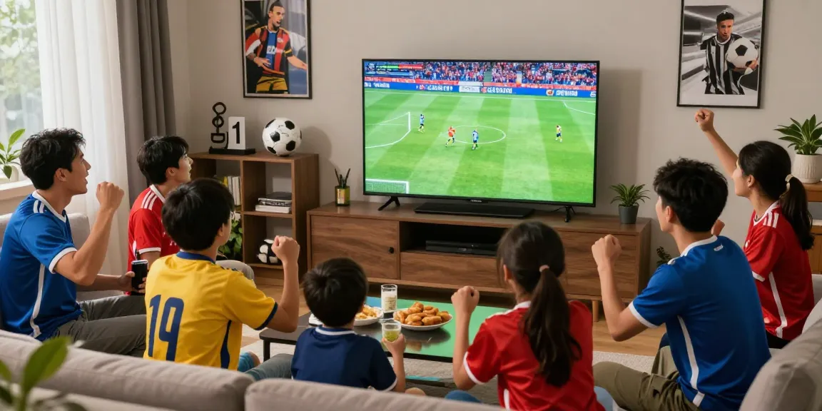Penggemar sepak bola menonton siaran langsung bola di BOLAKAMI dengan antusias bersama teman-teman.