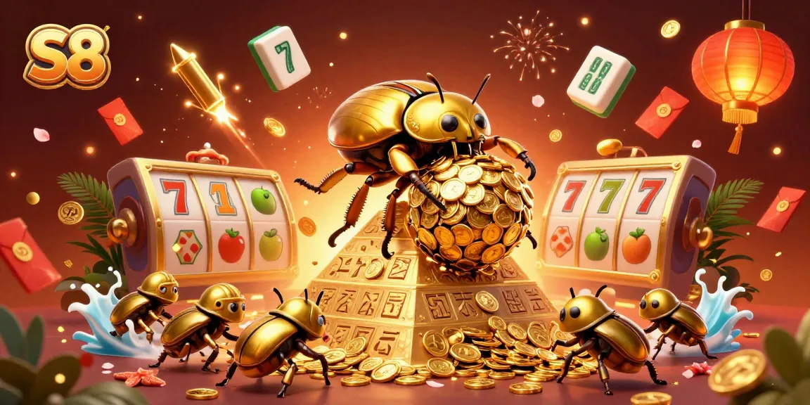 Engage with S8's thrilling slot games featuring golden coins, iconic symbols, and festive elements.